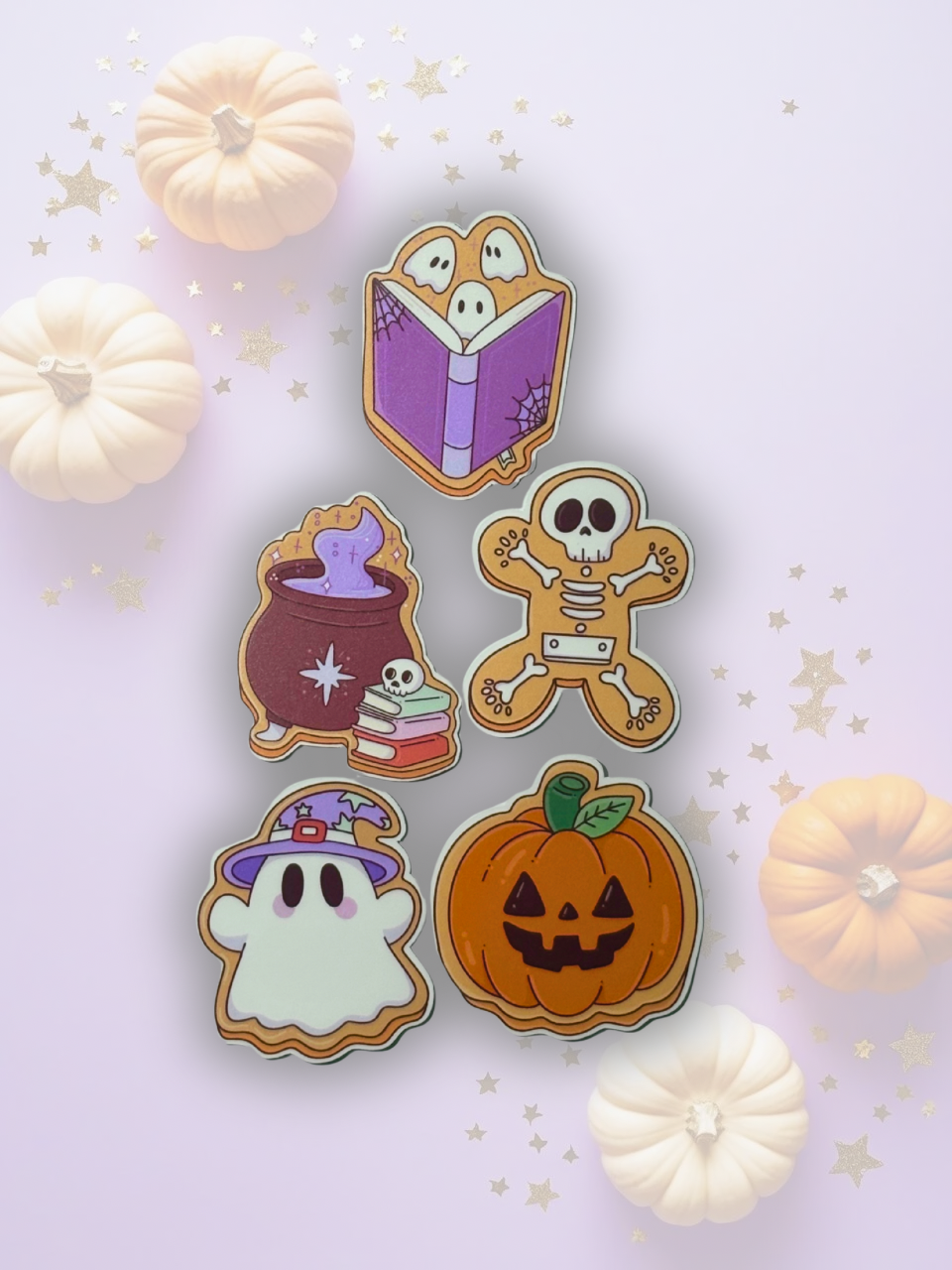 Halloween Cookie Sticker Bundle – Spooky Books & Cookies Set (6 pcs)
