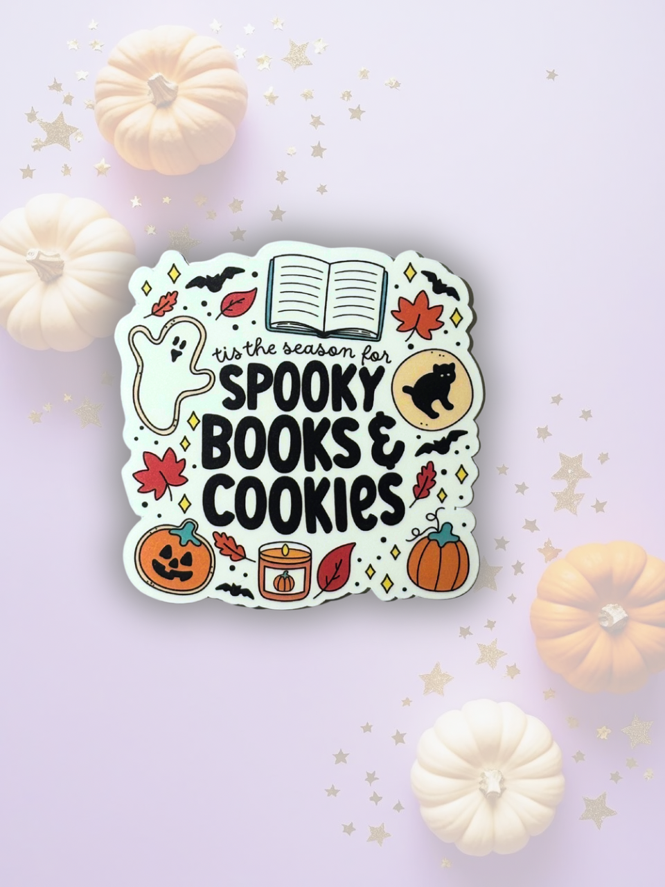 Halloween Cookie Sticker Bundle – Spooky Books & Cookies Set (6 pcs)