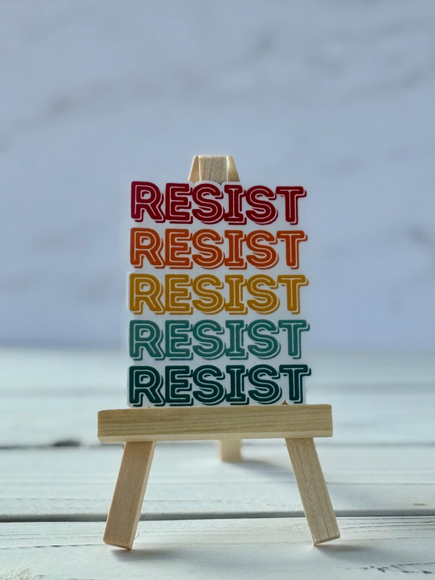 Resist Resist Resist protest sticker in bold typography, jewel-tone colors, Snark for Social Change collection