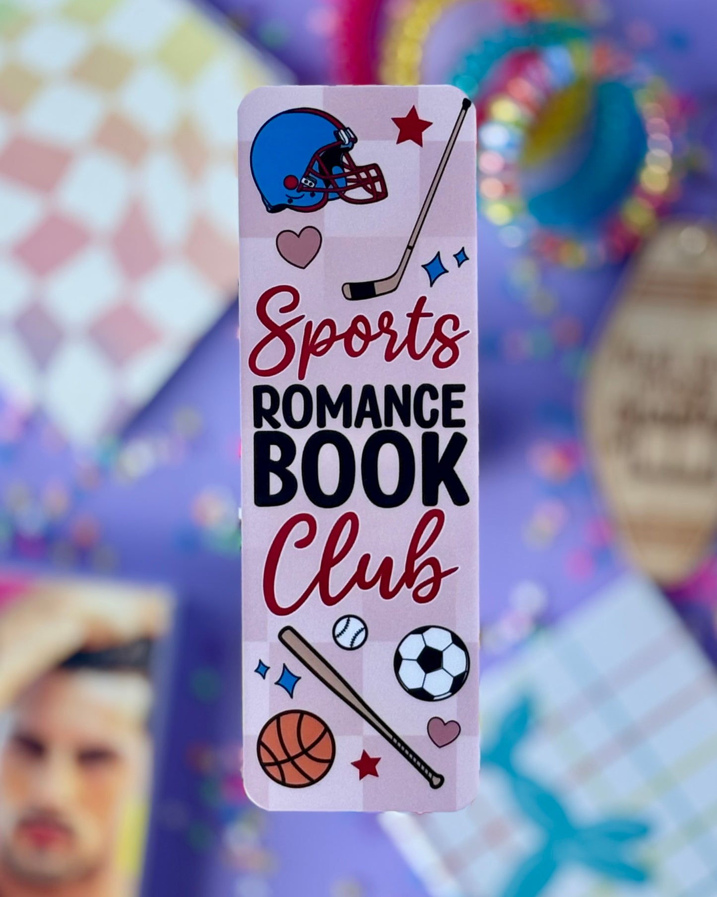 Sports Romance Bookmark Bundle – 4 Retro Checkered Athletic Bookmarks