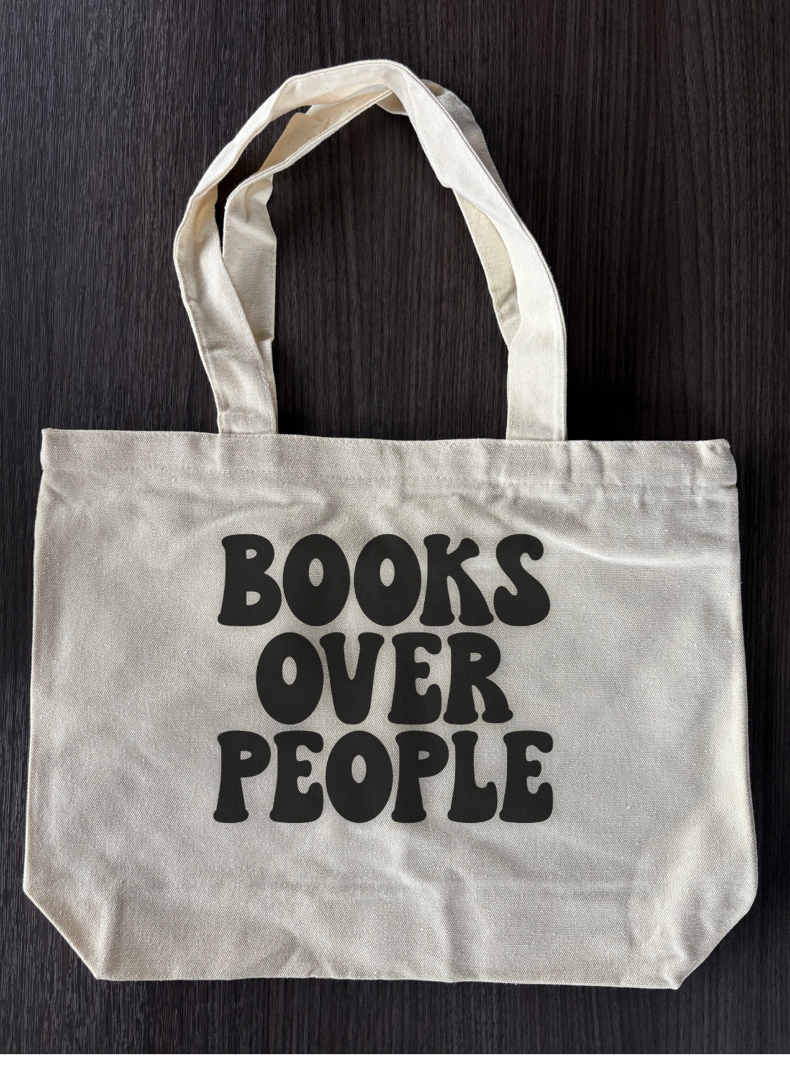 Flat lay best bookish tote bag Books Over People bag