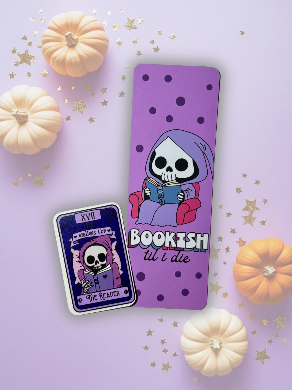 Bookish ’Til I Die Bookmark + Endless TBR Tarot Sticker Bundle
