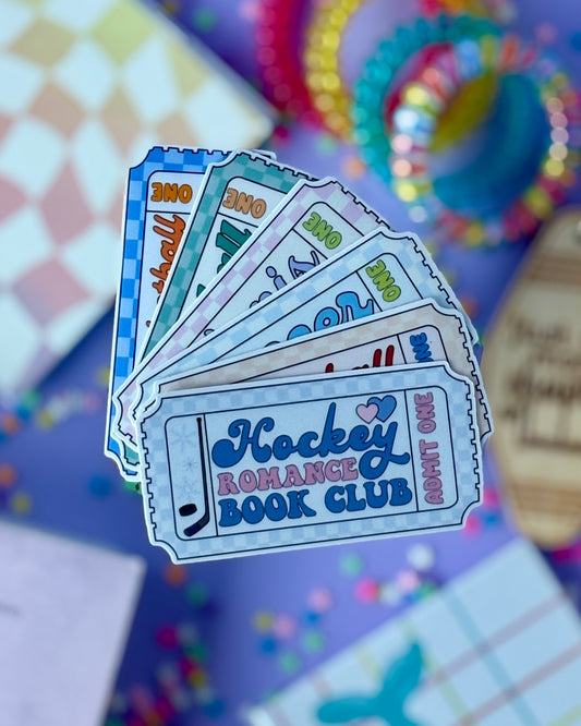 Sports Romance Book Club Ticket Sticker Bundle - 6 Retro Athletic Designs