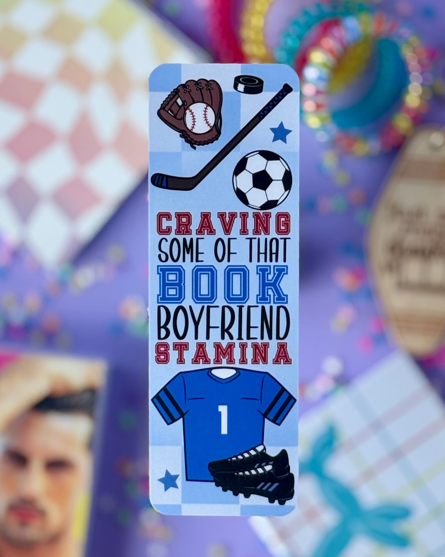 Sports Romance Bookmark Bundle – 4 Retro Checkered Athletic Bookmarks