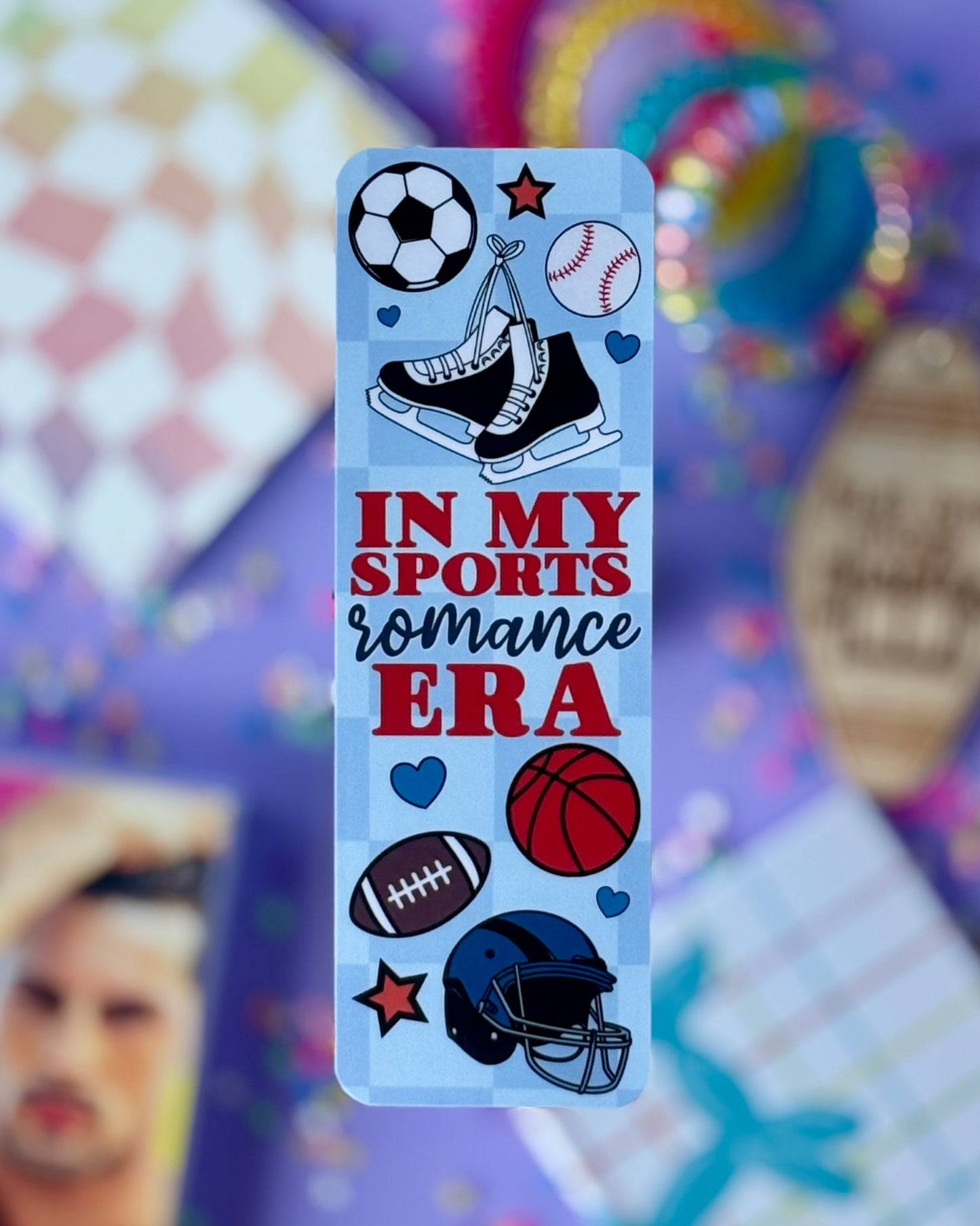 Sports Romance Bookmark Bundle – 4 Retro Checkered Athletic Bookmarks