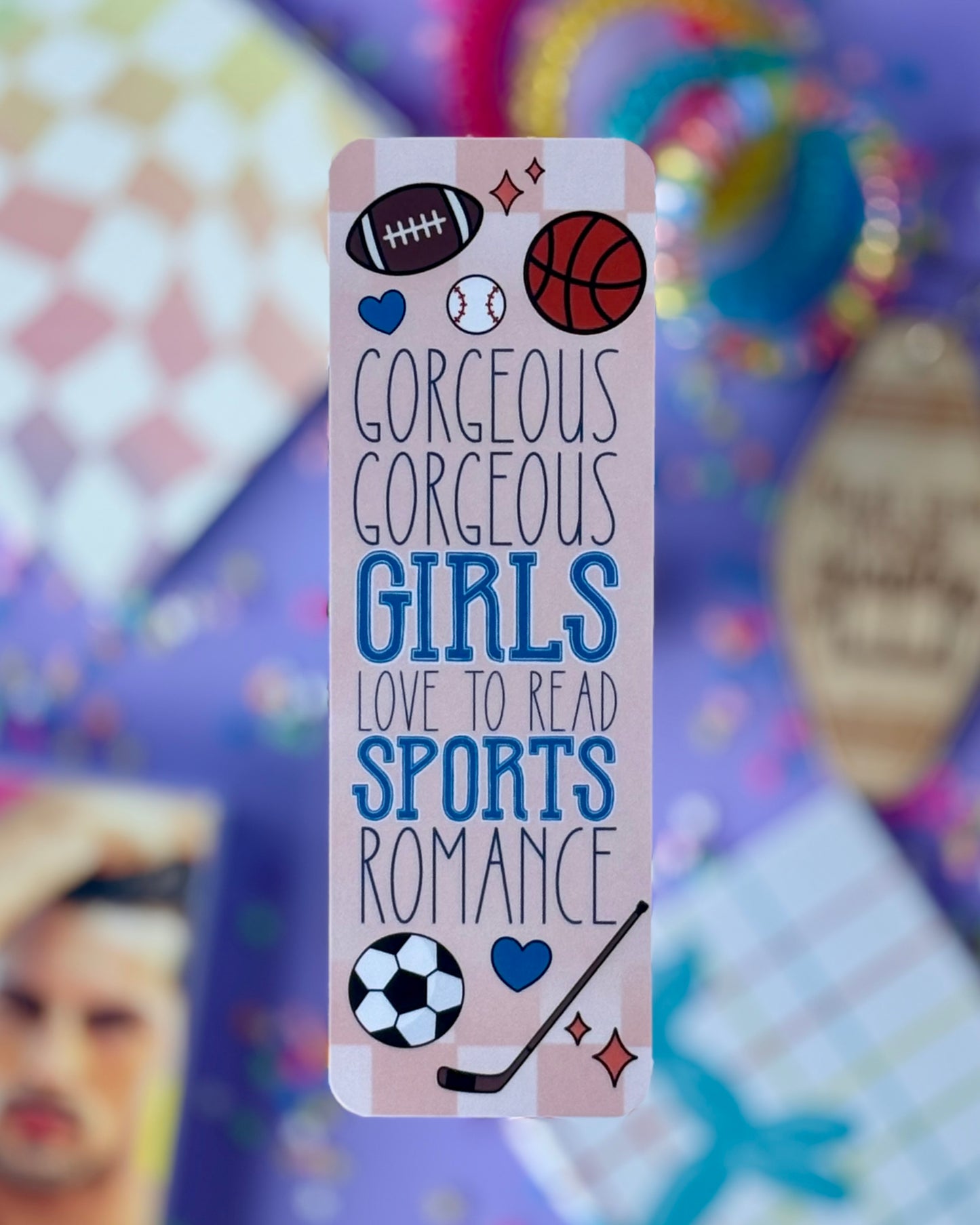 Sports Romance Bookmark Bundle – 4 Retro Checkered Athletic Bookmarks