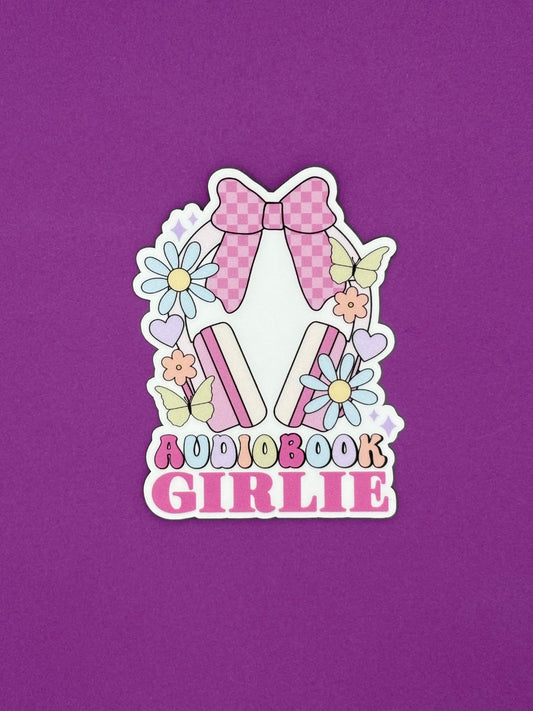 Audiobook Girlie Headphones Vinyl Sticker