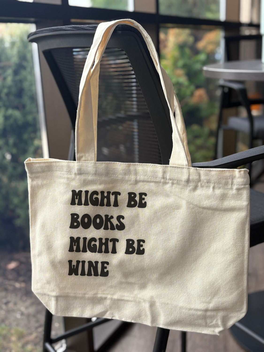 Best bookish tote bags Might Be Books Might Be Wine