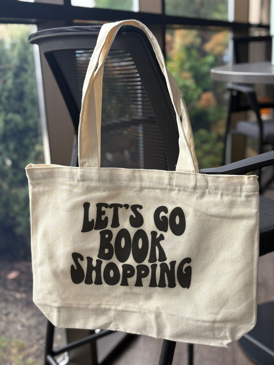 Cute Bookish Tote Bag - Let's Go Book Shopping